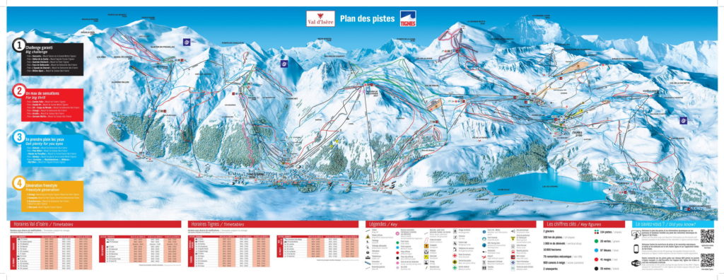 plan des pistes de Tignes et Val D'Isère