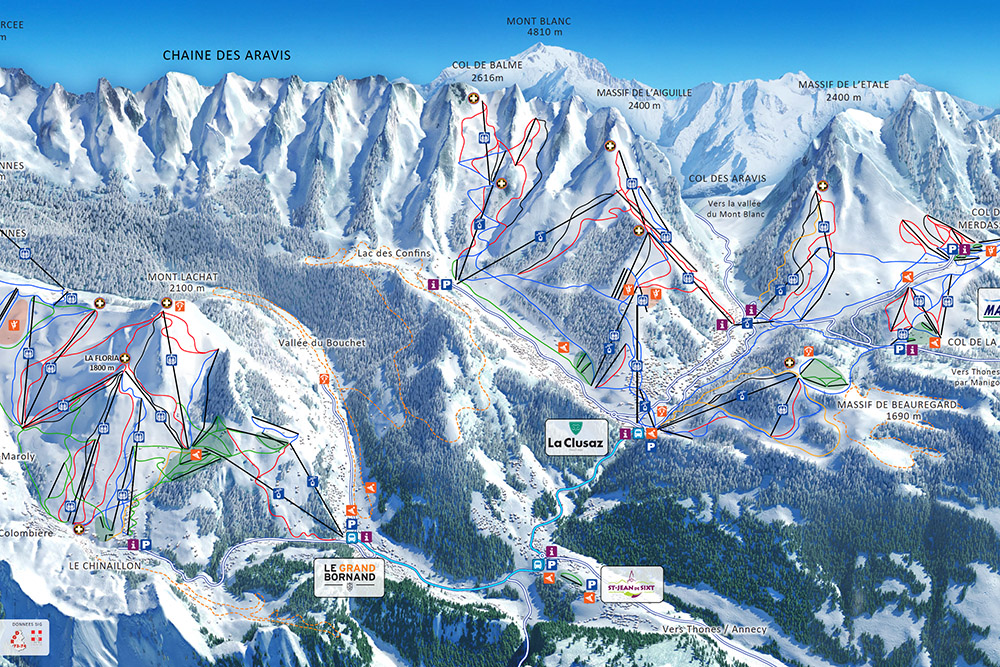 Plan des pistes des Aravis